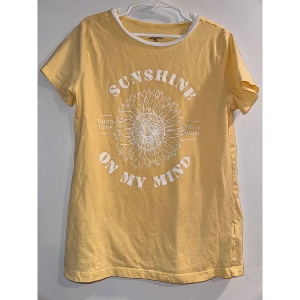 Girls Yellow Graphic Oshkosh Shirt-Size Large